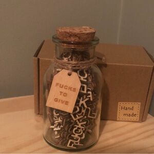 Handmade F**** To Give Glass Jar with Wooden Letters New